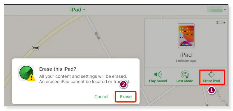 iCloud Find My iPad Erase iPad