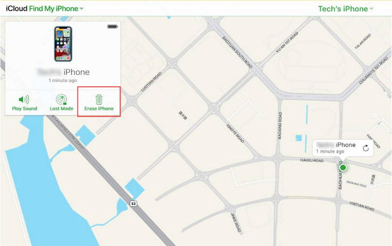 iCloud Find My iPhone Erase iPhone