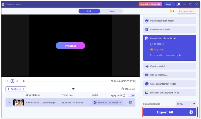 Click Export All