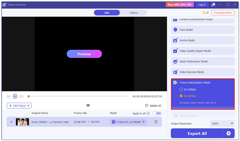 Select Frame Interpolation Model