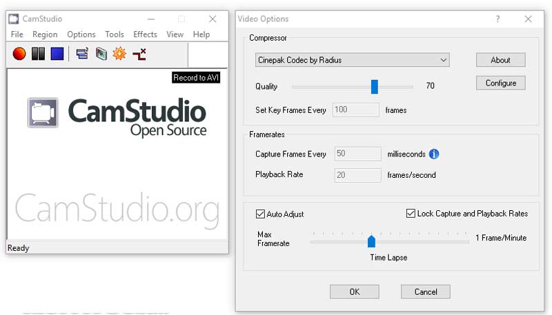 Screenshot aplikace Camstudio