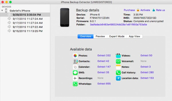 Estrattore di backup per iPhone Lite