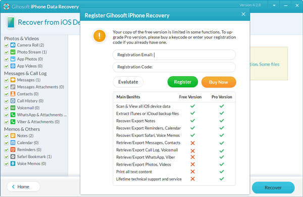 Gihosoft Gratis iPhone Data Recovery
