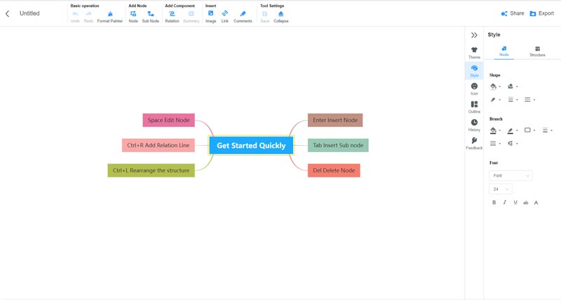 Interfaccia MindOnMap