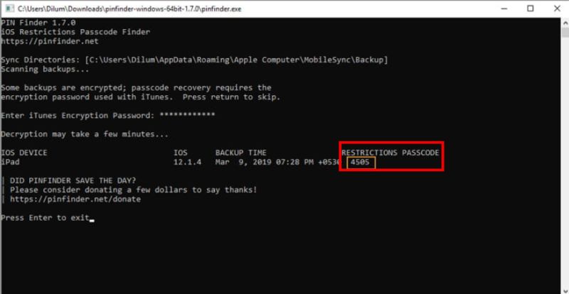 Input Restrictions Passcode