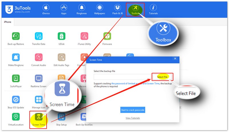 Select Screen Time Backup File
