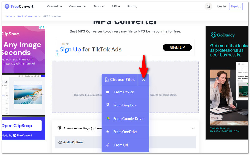 Click Choose Files