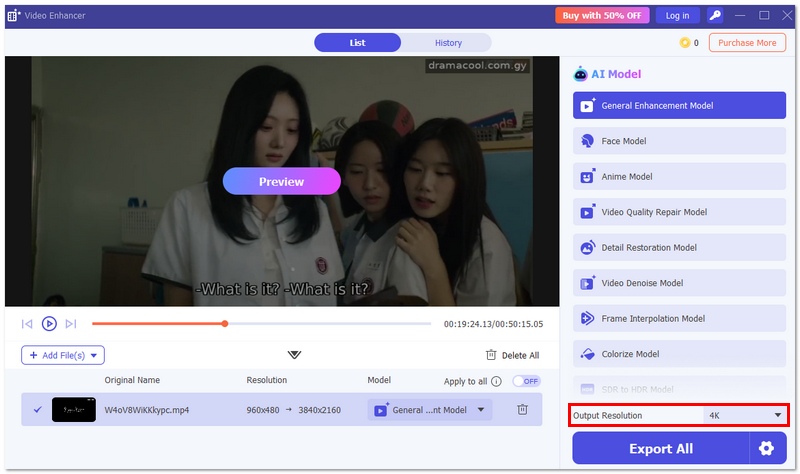 Select Output Resolution