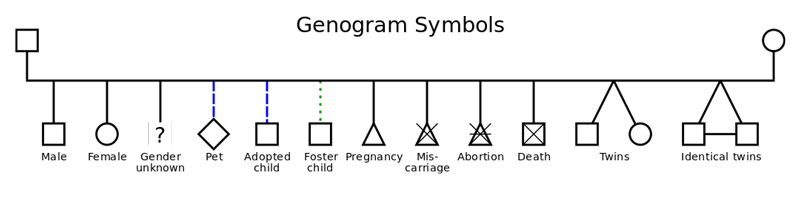 Символы генограммы