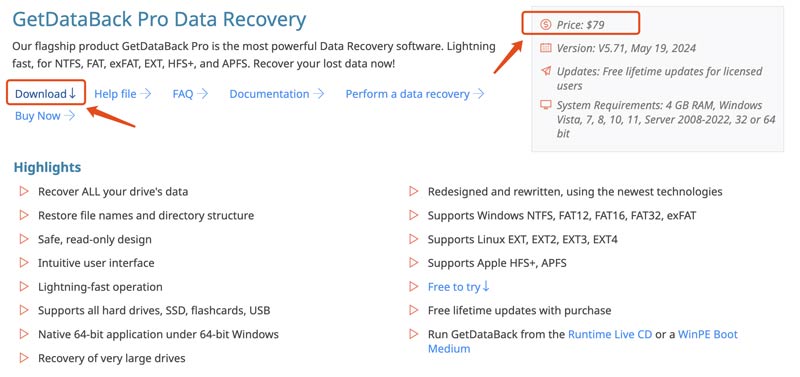 Getdataback Pro Data Recovery Download Price