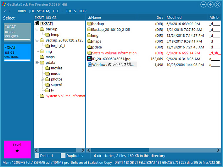 Getdataback Pro Data Recovery Interface