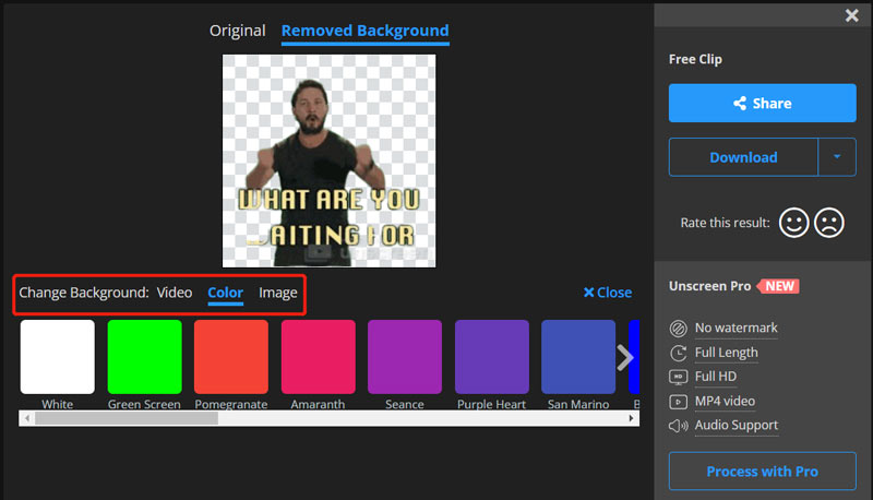Skift GIF-baggrundsfarve Fjern skærm
