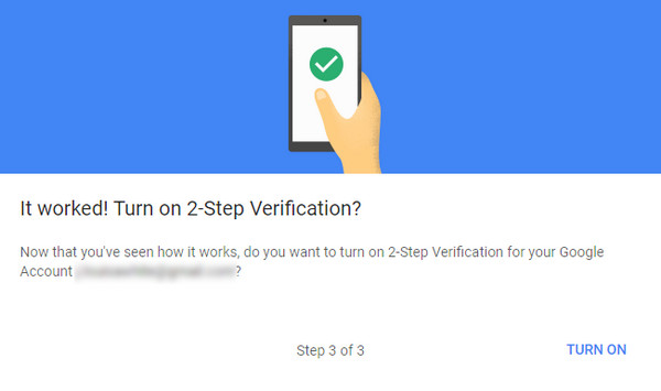 Turn on 2 Step Verification