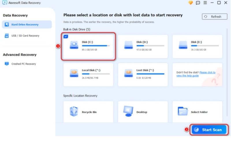 Click Start Scan Button