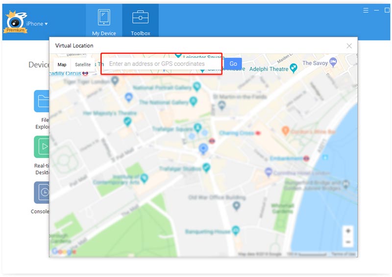 Falske iPhone GPS-placering iTools