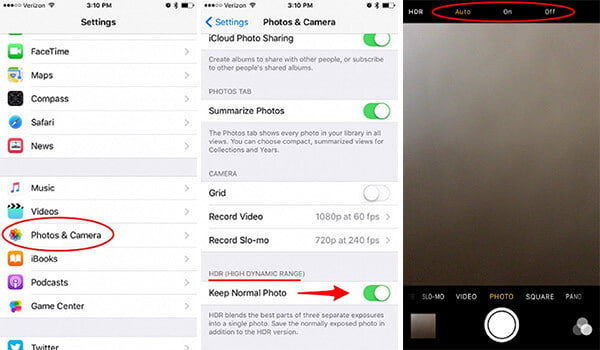 Setting HDR iPhone