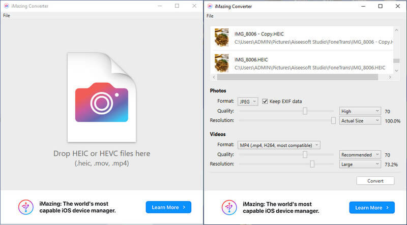 Convertitore HEIC iMazing
