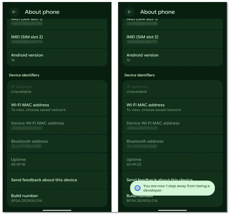 Enter Developer Options
