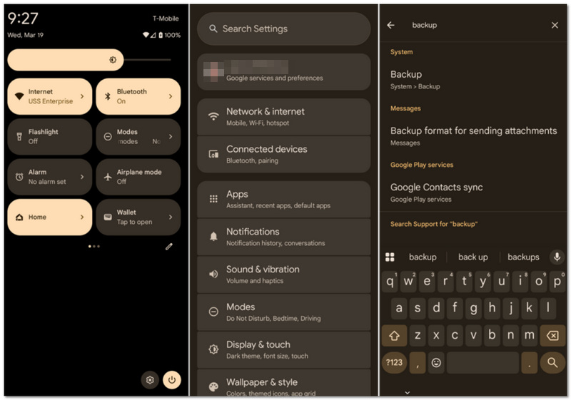 Tap Backup Settings