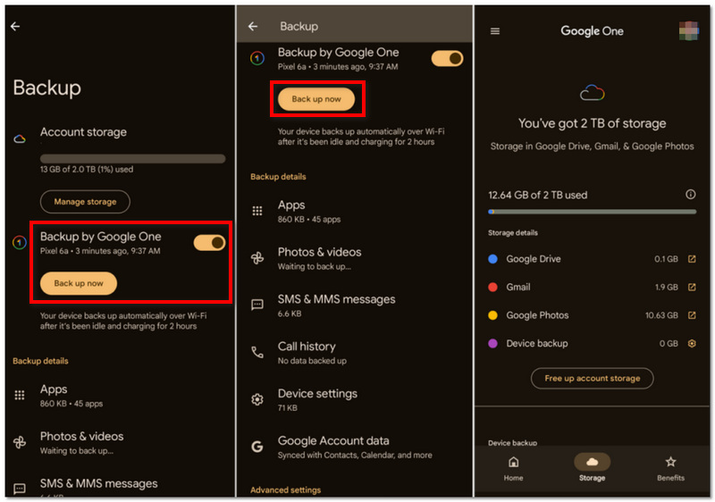 Toggle On Google One
