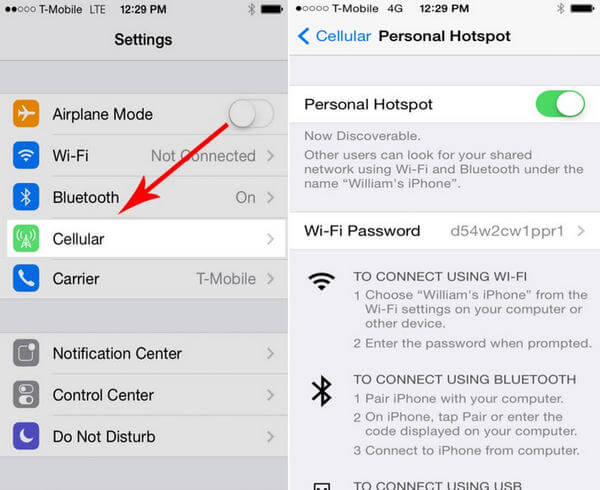 Usa iPhone come hotspot Wi-Fi