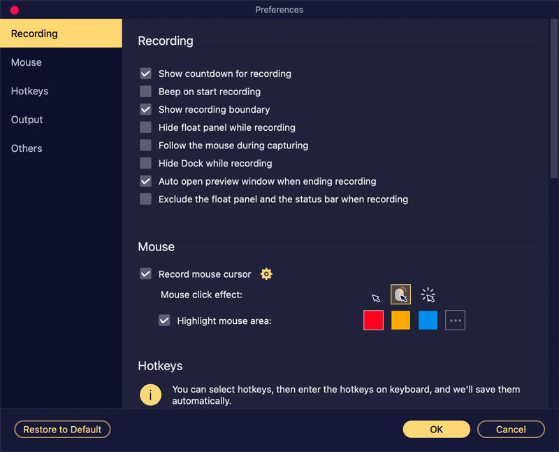 Aiseesoft Mac Screen Recorder Preferences