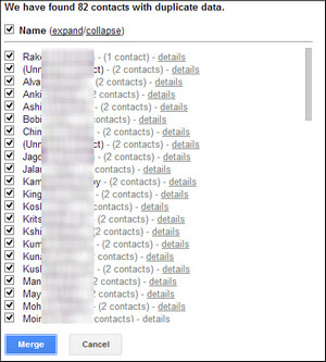 Slå sammen kontakter ved hjelp av Gmail