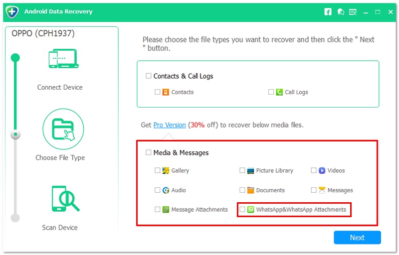 Select WhatsApp Attachments