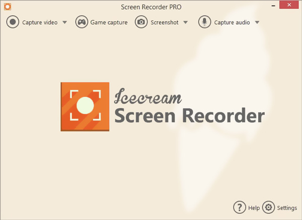 Interface van Icecream Screen Recorder