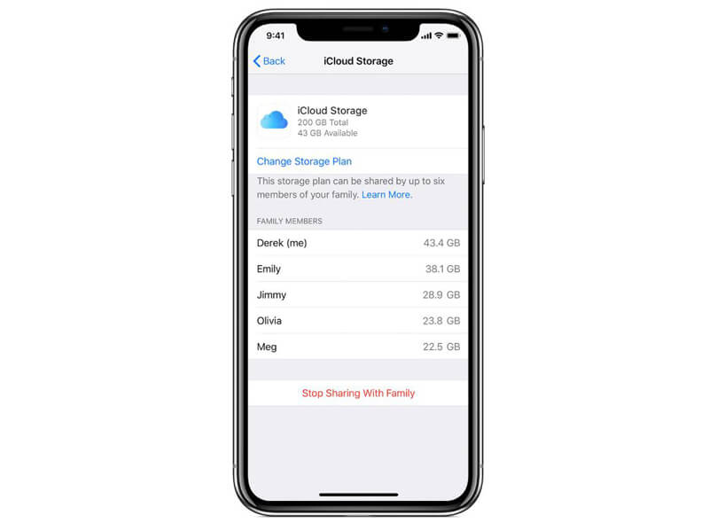 Gestisci l'archiviazione della famiglia iCloud