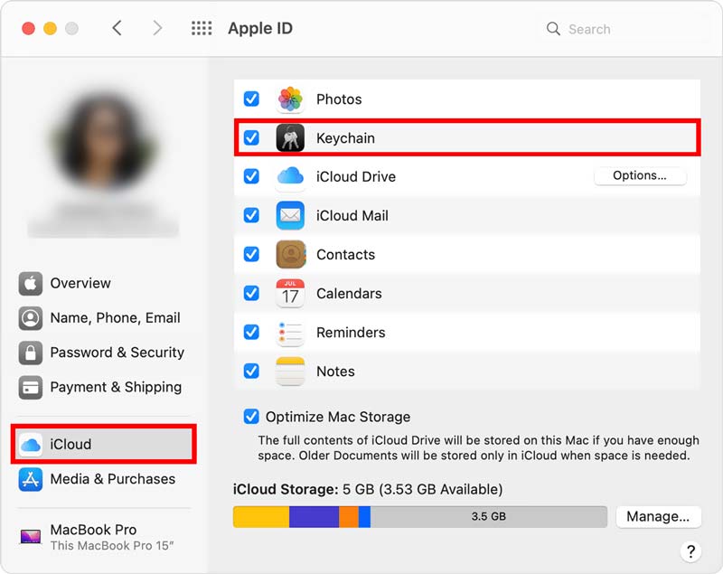 Включить связку ключей iCloud на Mac