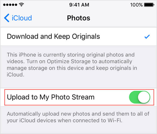 Turn off My Photo Stream to Delete Photos from iCloud