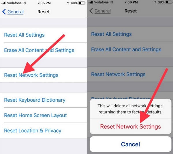 Hard reset e impostazioni Wi-Fi