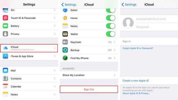 Войти Выйти iCloud