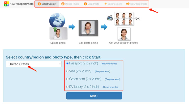 Bewerken Maak een identiteitsfoto online 123PassportPhoto