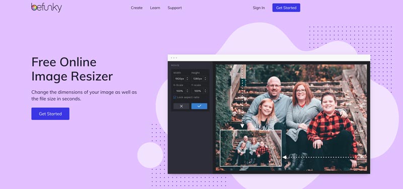 BeFunky Ücretsiz Çevrimiçi Görüntü Boyutlandırıcı