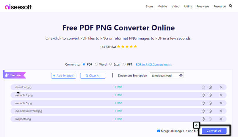 Converteer alle afbeeldingen als PDF