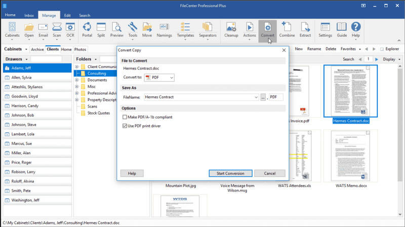 File Center immagine in PDF