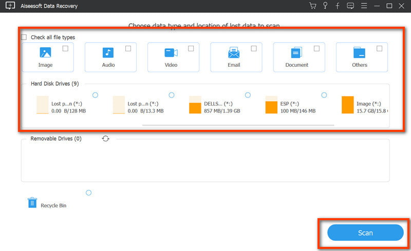 Aiseesoft Data Recovery Interface