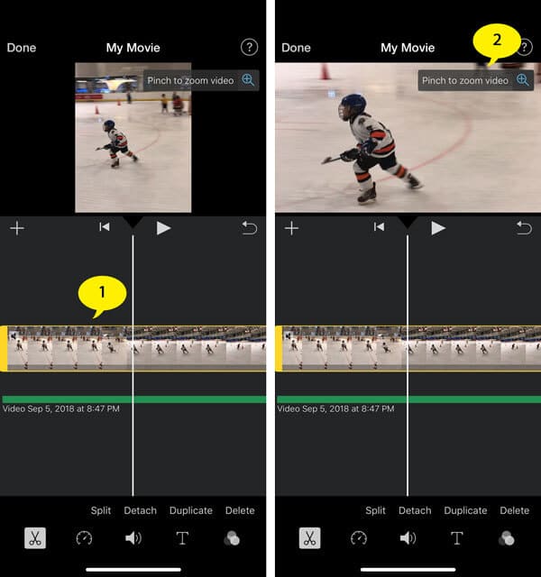 Modifica le proporzioni in iMovie su iPhone