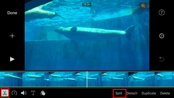 Split Clip iMovie na iPhone iPad