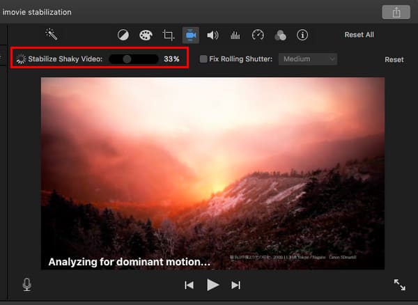 Klikněte na iMovie Stabilization