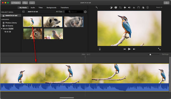 Carica clip video in iMovie