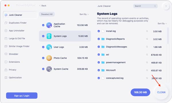 Gebruik iMyMac Clean System Junk