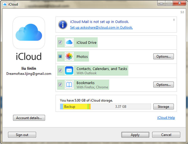 Windows上的Apple iCloud