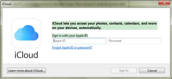 Log in bij iCloud