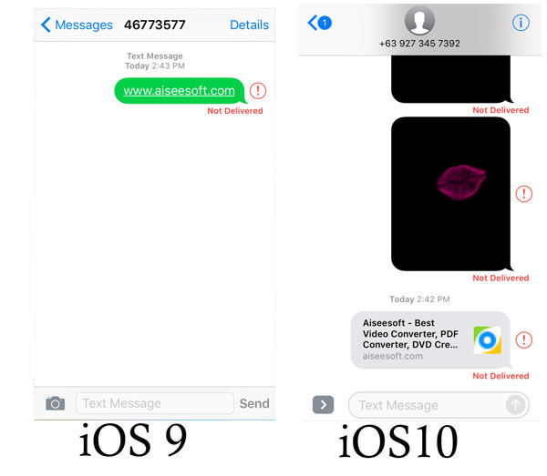 Wiadomości iOS 10 VS iOS 9