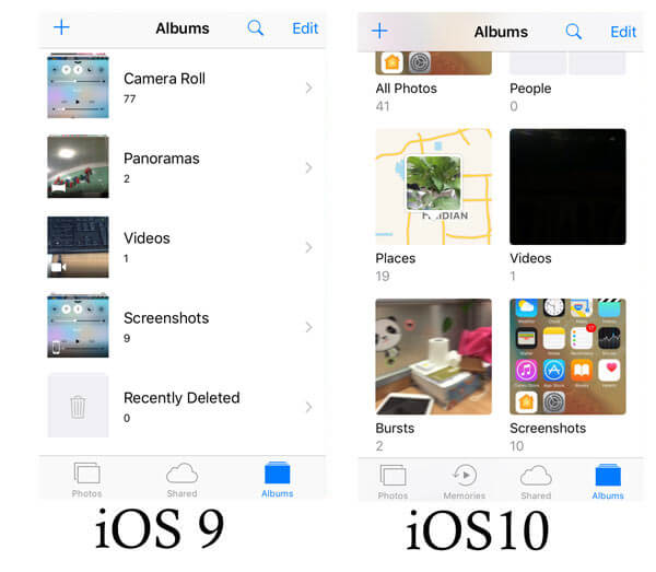 iOS 10 versus iOS 9-foto's
