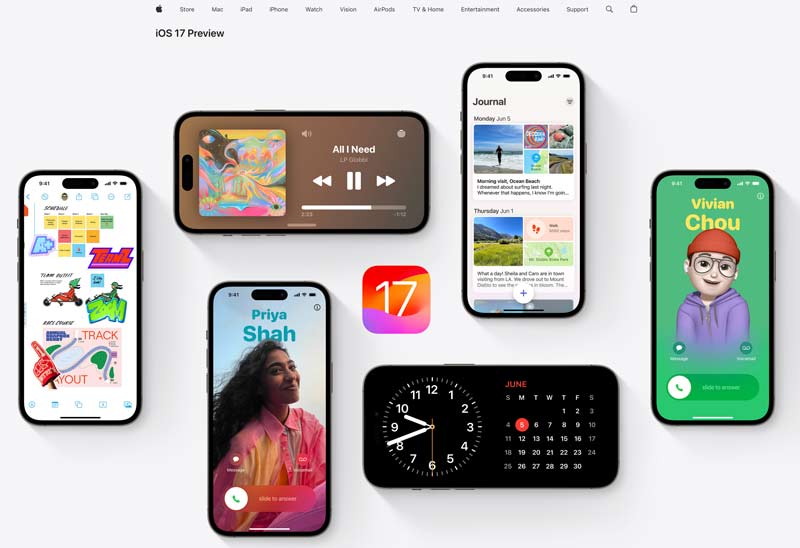 Apple iOS 17-voorbeeld