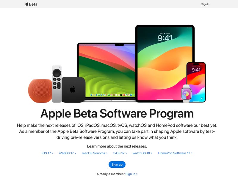 Tilmeld dig Apple Beta Software Program